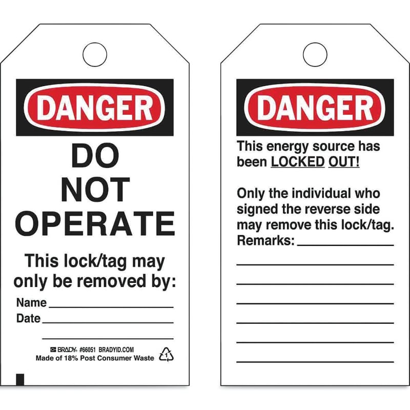 Economy DANGER Do Not Operate Energy Source Lockout Tagout Tag | Grey ...